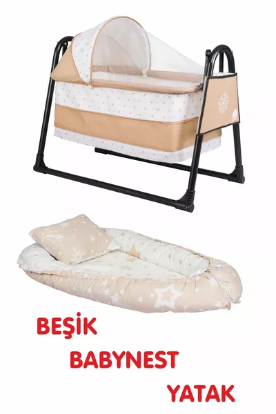 Btrend Babynest Yatak Ve Yastık+ Cep Hediyeli Sallanır Sepet Beşik Bebek Beşiği Hamak 2 li Set