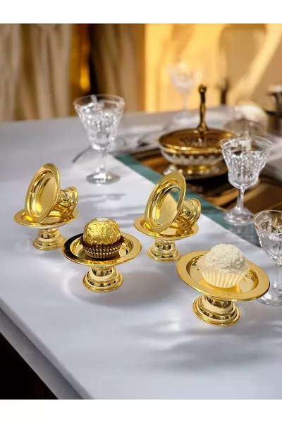 6-teiliges ABS-Dekoratives Goldbeschichtetes Bonbon-Set Schüssel 6-teiliges Macaron-Set Kaffee-Beilage Präsentationsschale Lokumschale