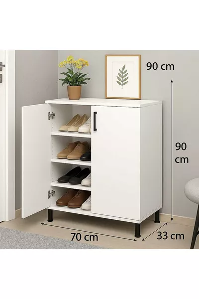 Шкаф за обувки с 2 врати и 4 рафта за  чифта обувки, за коридор, кухня, спалня, многофункционален шкаф