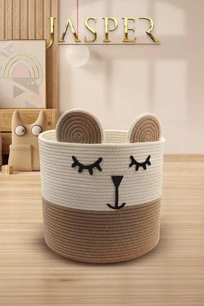 Бежов платно с пандa многофункционален органайзер за детска стая за играчки и мръсни дрехи