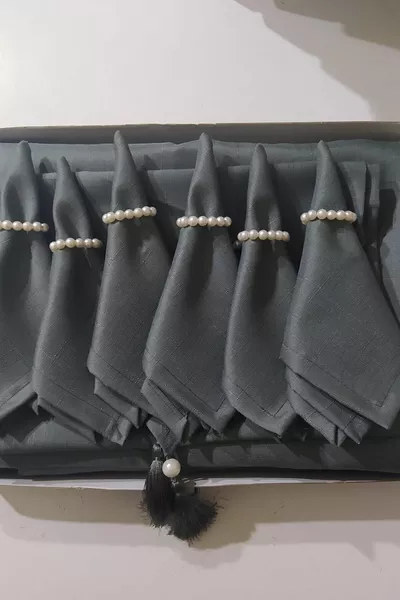 Diana Smoke Tablecloth Set for  People, -Piece Dining Presentation Set