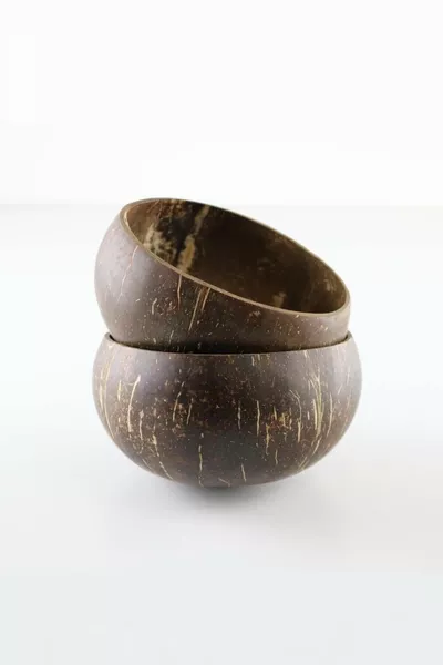 طقم وعائين جوز الهند جامبو 2 قطعة، وعاء جوز الهند، مصنوع يدويًا، جامبو