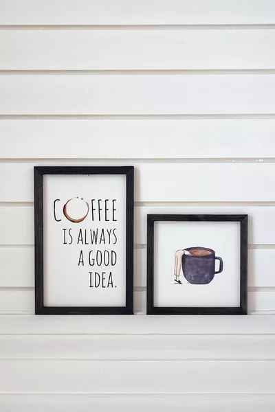 Kahve Köşesi Coffee Is Always A Good Idea Ingelijst Set, 2 Stuks