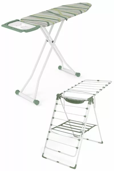 Silvia Ironika Thick-Pipe Drying Rack Set with Ironing Board - Green