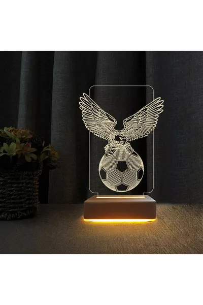 Lampada da Tavolo 3D con Luce Notturna a Forma di Aquila e Pallone da Calcio