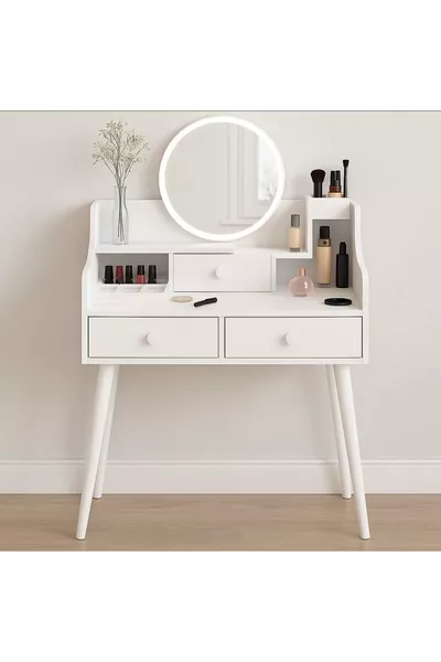 Coiffeuse moderne avec miroir et éclairage LED en MDF de qualité premium de 1ère classe (B)