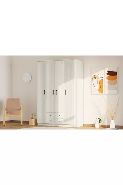 İrem Country 4-Door 2-Drawer Mega Wardrobe