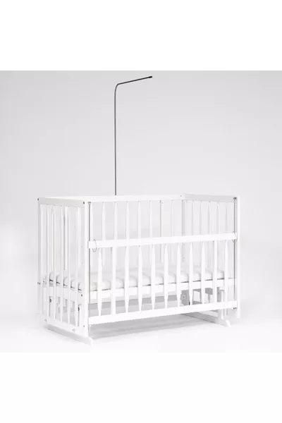 Culla in Legno Super Natural 4 Livelli Bianca Accanto alla Mamma con Dondolo + Materasso