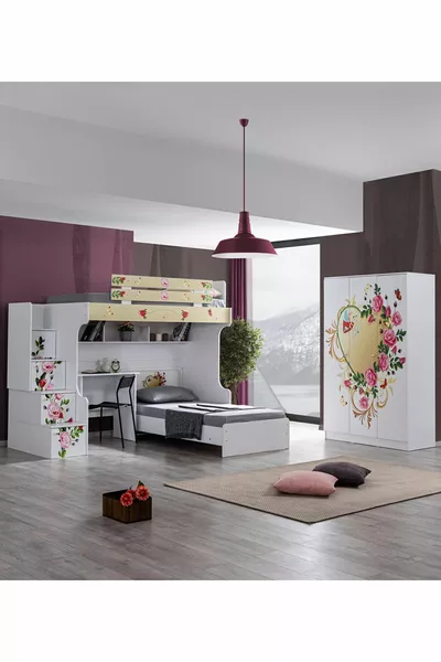 سرير بطابقين، سرير ميرا مع مكتب وخزانة بثلاث أبواب، مرتبتان مريحة