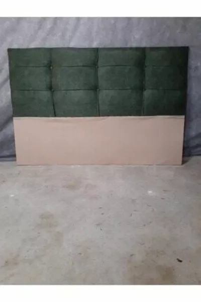 Основание кровати с изголовьем X квадратная стёжка зелёный