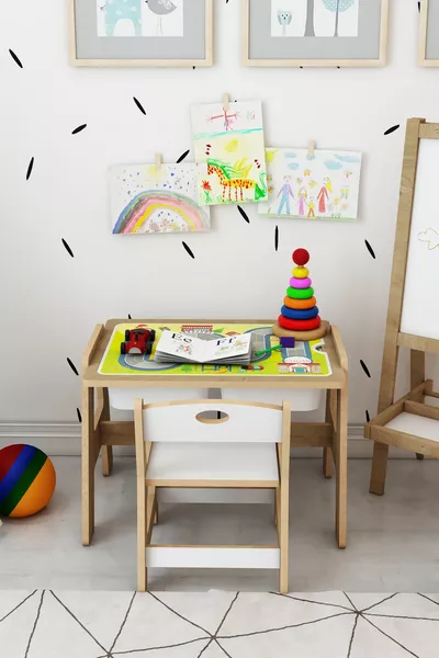 Набор детской мебели Montessori: деревянный стол и стулья для активностей