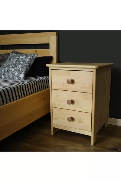 مجموعة نورد إسينس كومودينو خشبي بثلاثة أدراج من خشب الصنوبر الصلب من الدرجة الأولى