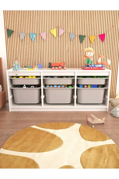 Tidy Multi-Purpose Toy Cabinet White Body with Gray Baskets