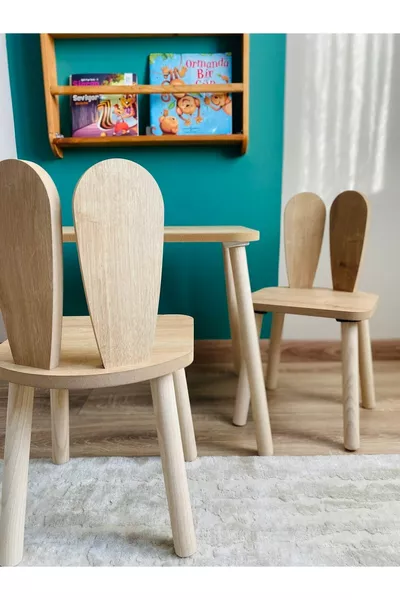 TAVOLO E SEDIA PER ATTIVITÀ MONTESSORI 1 TAVOLO 2 SEDIE ORECCHIE DI CONIGLIO