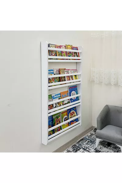 خزانة كتب سفير ذات 4 رفوف - رفوف كتب غرفة أطفال مونتيسوري بخمسة رفوف