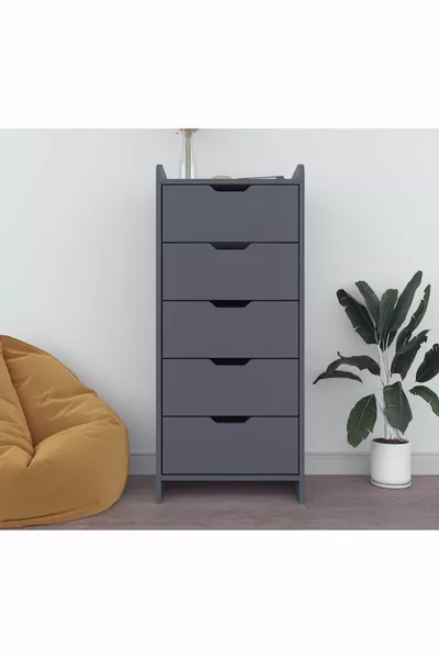 LODOS 5 ÇEKMECELİ ANTRASİT ŞİFONYER