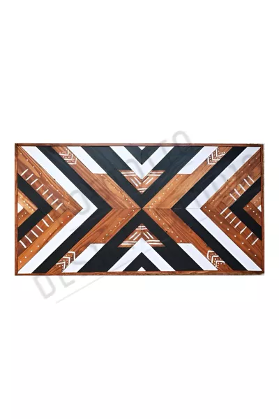 رأس سرير مزدوج مصنوعة يدوياً من الخشب العرقي