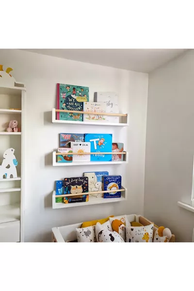 3-teiliger MDF-Montessori-Regal & Lernbücherregal weiß