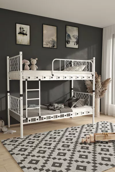 غرفة نوم أطفال ميتيس سرير بطابقين معدني وسرير