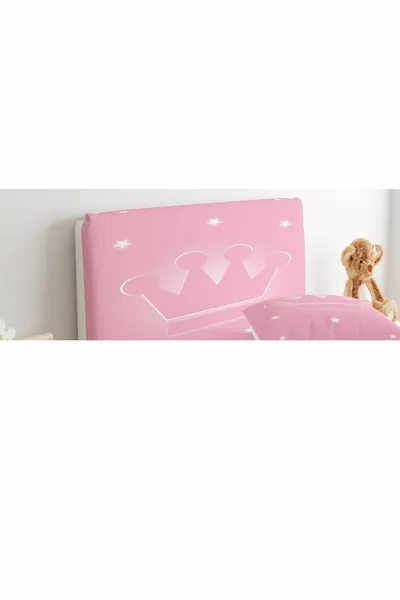 غطاء رأس السرير بتصميم تاج الملك على خلفية وردية