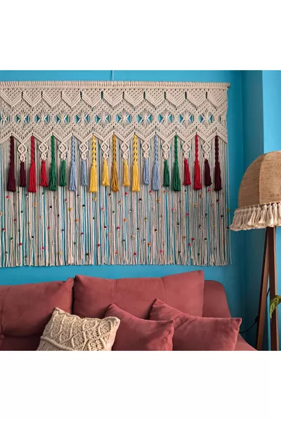 رأس سرير ماكرامي متعدد الألوان