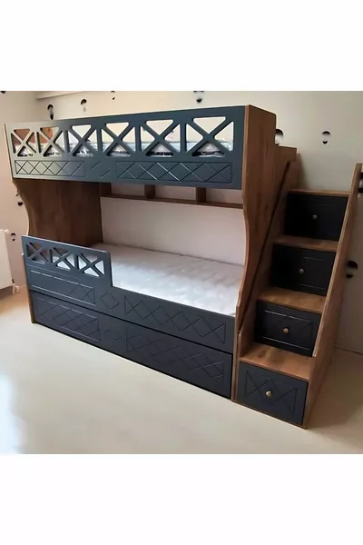 Lit superposé pour enfants modèle Atlantique Anthracite