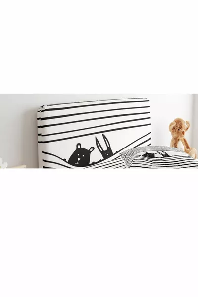 Housse de tête de lit à rayures avec ours et lapin