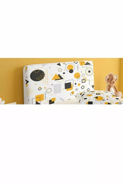 غطاء رأس السرير غرفة شاب أصفر أسود بنقوش هندسية