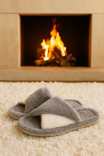 حذاء منزلي نسائي بيلا متقاطع شتوي بنعل هادئ