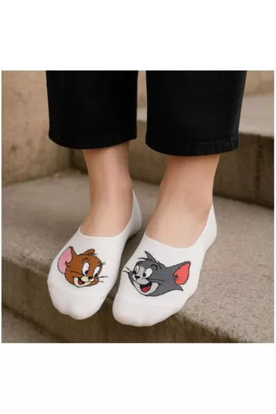 Calzini sportivi invisibili da donna in cotone con fantasia, confezione da 5