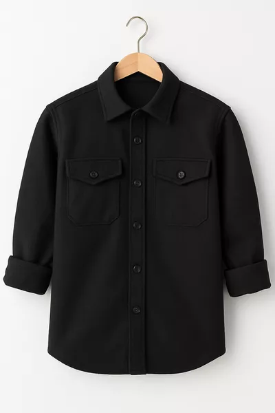 Men's Black Woolen Lumberjack Style Shirt Jacket – Relaxed Fit New Season Winter Fashion Trend