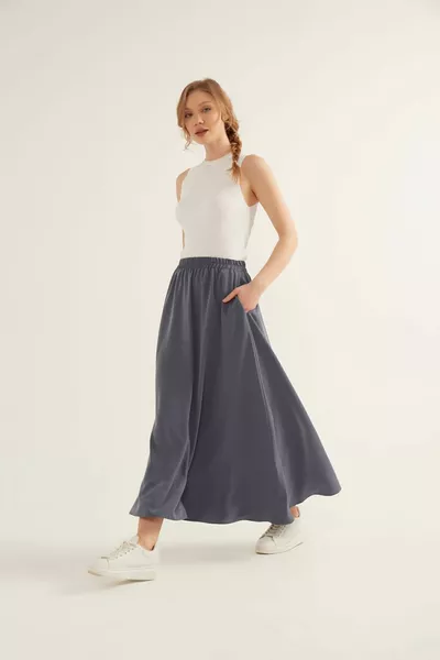 Gray Flared Skirt