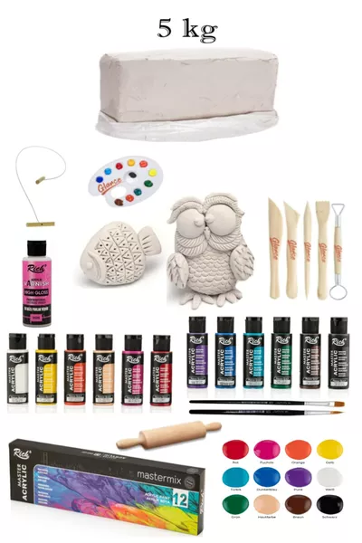 Вакуумная белая глина 5 кг Rich Master Mix cc акрил  цветов Живой цвет Набор для начинающих по керамике