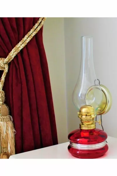 Красная классическая керосиновая лампа  мл, фитиль 1 м