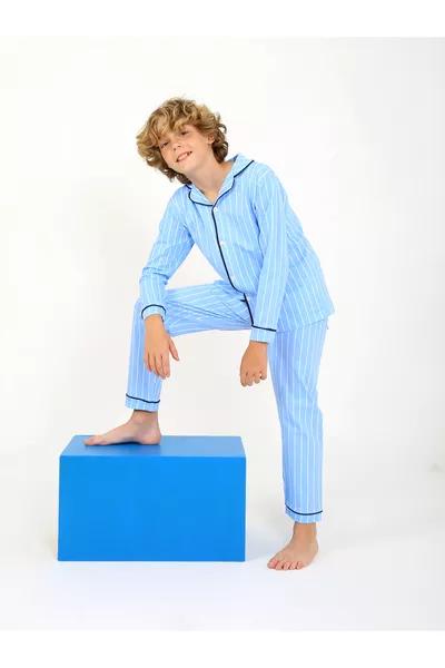 Striped Button-Up Boys' Pajamas