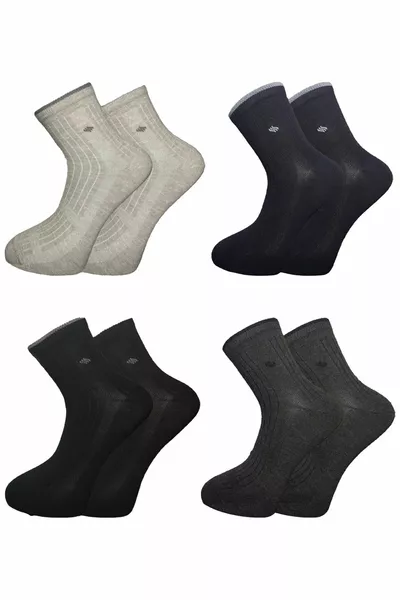 جوارب قطنية رجالية ملونة بطول متوسط، مجموعة من 4