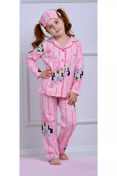 Girls' Long-Sleeve Patterned Pajama Set.