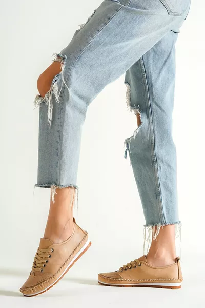 Echt Leren Beige Damesschoenen 