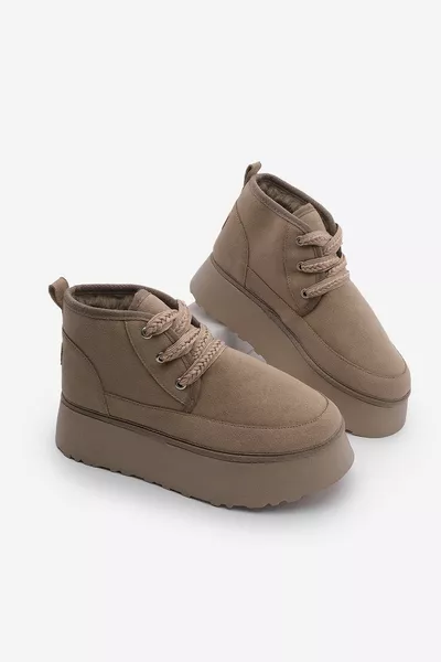 حذاء يومي نسائي ذو نعل سميك داخلي مغطى بالفراء ماريفا لون فيزون من الجلد المدبوغ