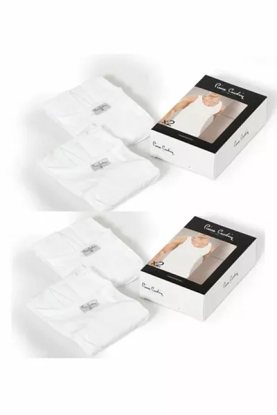 أربعة قمصان داخلية بيضاء % قطن