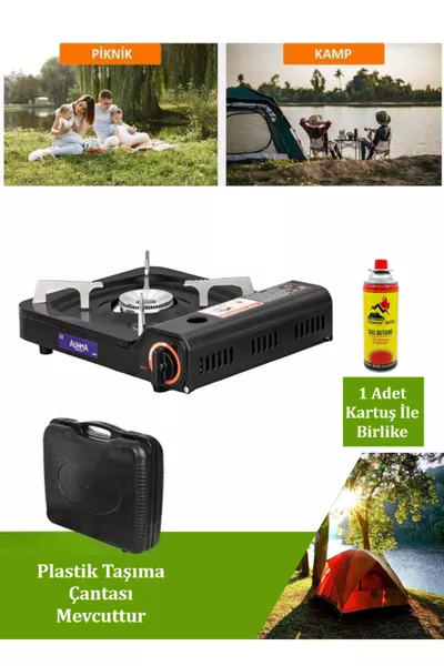 Réchaud portable simple pour camping + Gaz de camping g 1 pièce