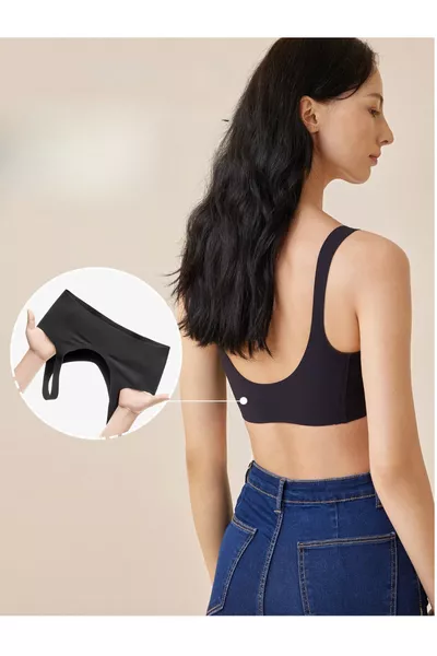 حمالة صدر ناعمة بلا درز مع تبطين لقص الليزر، غير مرئية، تدعم الصدر بدون سلك، رفع ودعم مثالي
