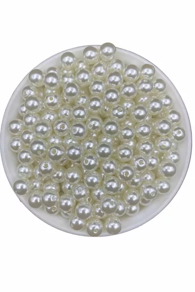  г  мм кремави луксозни покрити пластмасови перли, за изработка на бижута ( г, ~ бр.)