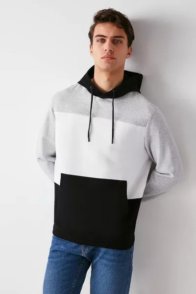 Мъжки черен суитшърт Clyde с качулка, с вътрешен полар и шнур