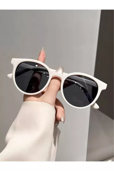 Unisex Vintage Güneş Gözlüğü Beyaz