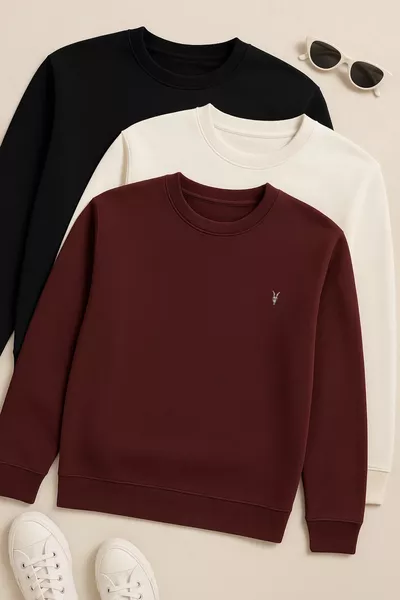 سويت شيرت رجالي ثلاثي مريح وواسع للشتاء