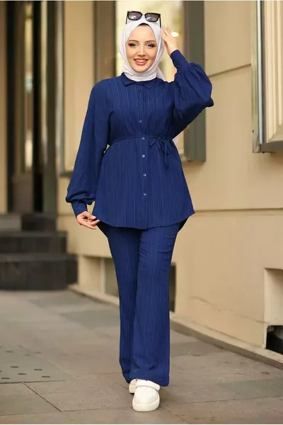 طقم ثنائي من القماش لارا بأزرار