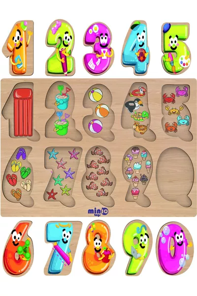 Дървени числа образователен пъзел