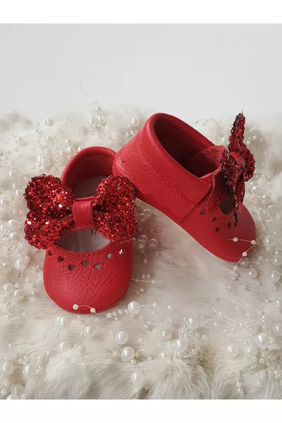 Mocassins rouges en cuir véritable Alice avec pierres