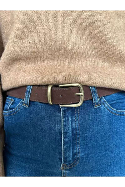 حزام نسائي جلد سويد بني حزام للبنطال حزام للفستان